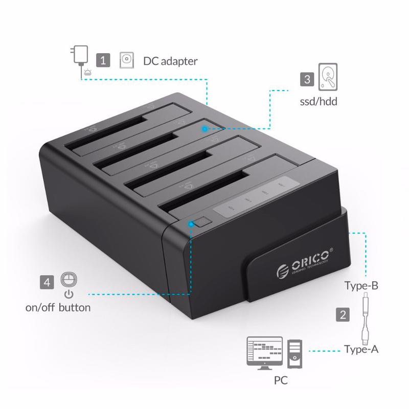 Dock Station Para 4 HD SSD Sata 2,5 e 3,5 Backup Clone Sistema